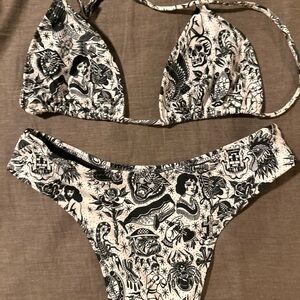 Black and White Tattoo Inspired Bikini Set